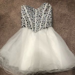 Knee length strapless dress